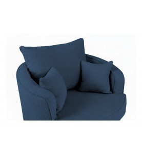 Fotel obrotowy Swivel granatowy baranek boucle – fotel tapicerowany obrotowy