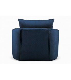 Fotel obrotowy Swivel granatowy baranek boucle – fotel tapicerowany obrotowy