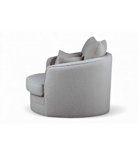 Fotel obrotowy Swivel szary baranek boucle – fotel tapicerowany obrotowy