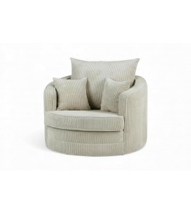 Fotel obrotowy Swivel beż sztruks – fotel tapicerowany obrotowy