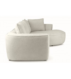 Narożnik Amado perłowy – stylowy narożnik do salonu w tkaninie welwetowej strukturalnej