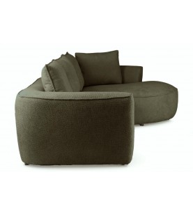 Narożnik Amado oliwkowy – stylowy narożnik do salonu w tkaninie welwetowej strukturalnej