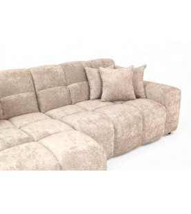 Narożnik Jacob perłowy nowoczesny - wygodny narożnik w tkaninie strukturalnej do salonu