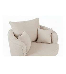 Fotel obrotowy Swivel beż baranek boucle – fotel tapicerowany obrotowy
