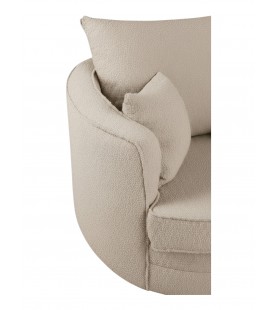 Fotel obrotowy Swivel beż baranek boucle – fotel tapicerowany obrotowy