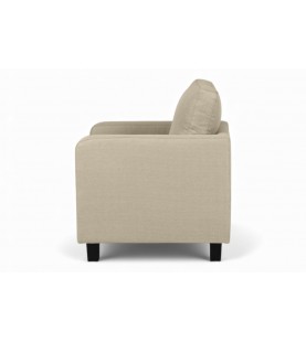 Fotel mały Matrix beż piaskowy - fotel tapicerowany na drewnianych nogach