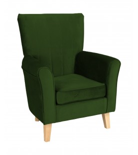 Fotel Bristol zielony welur z wysokim oparciem - wygodny do salonu