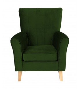 Fotel Bristol zielony welur z wysokim oparciem - wygodny do salonu